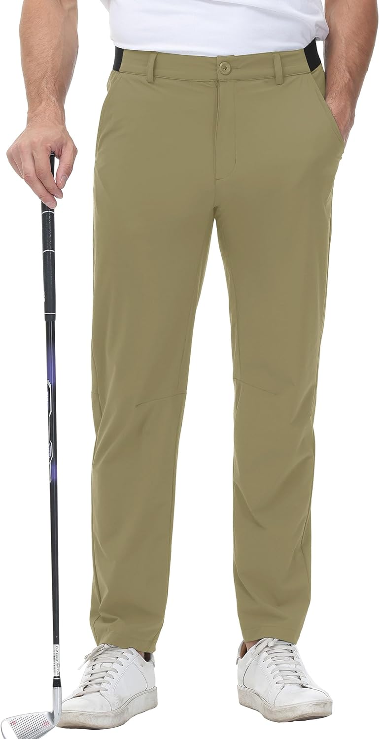 YSENTO Herren Golf Stretchhose Slim-Fit Leichte Elastische Taille Casual Sporthose Golfhose Lang mit