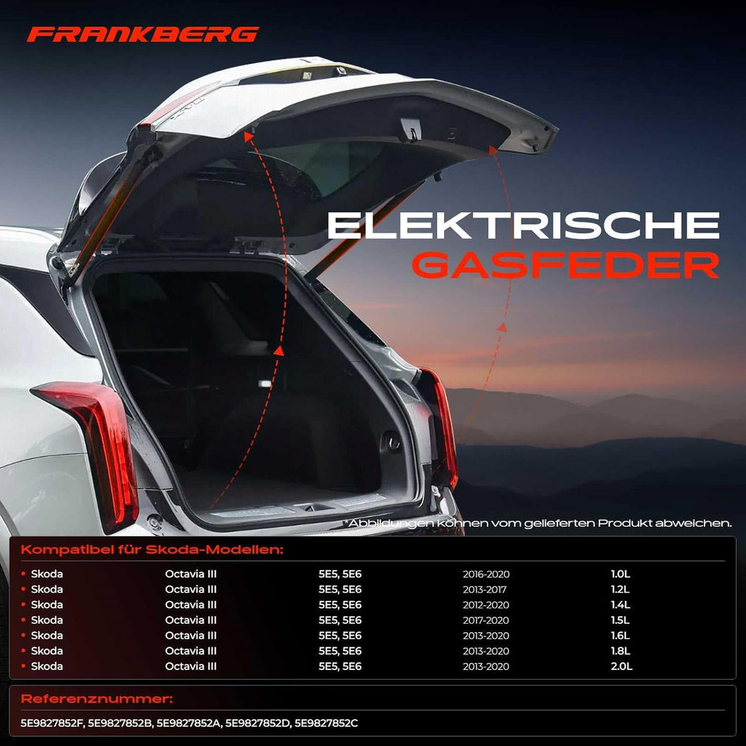 Frankberg 1x Elektrische Gasfeder Gasdruckfeder Heckklappe Rechts 5-Türer Kompatibel mit O.c.t.a.v.i