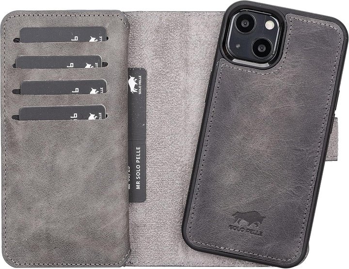Solo Pelle Lederhülle kompatibel für iPhone 13 in 6.1 Zoll abnehmbare Hülle (2in1) Harvard Double in