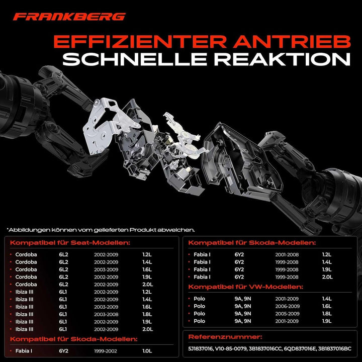 Frankberg Türschloss Stellmotor Vorne Rechts 8-Polig Kompatibel mit Fabia II 542 Schrägheck 2009-201