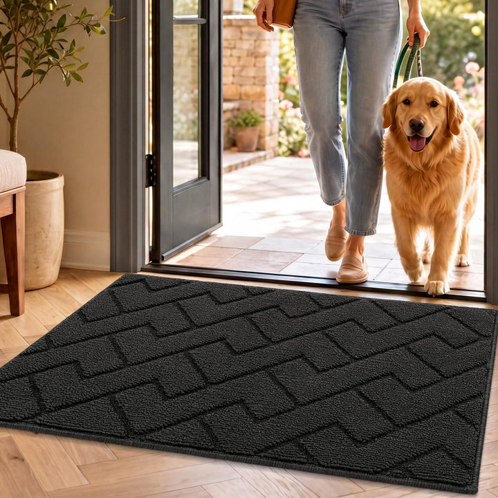 Fussmatte Dunkelgrau 50x80cm Innen und Aussen, Waschbar Fussmatt, Wasserdicht Türmatte, Rutschfester