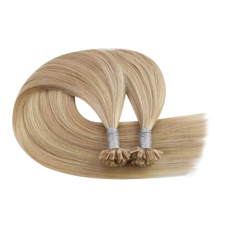 Ugeat U Tip Extensions Echthaar Bondings Blond 40cm Glatt Haarverlängerung Bonding Extensions Echtha