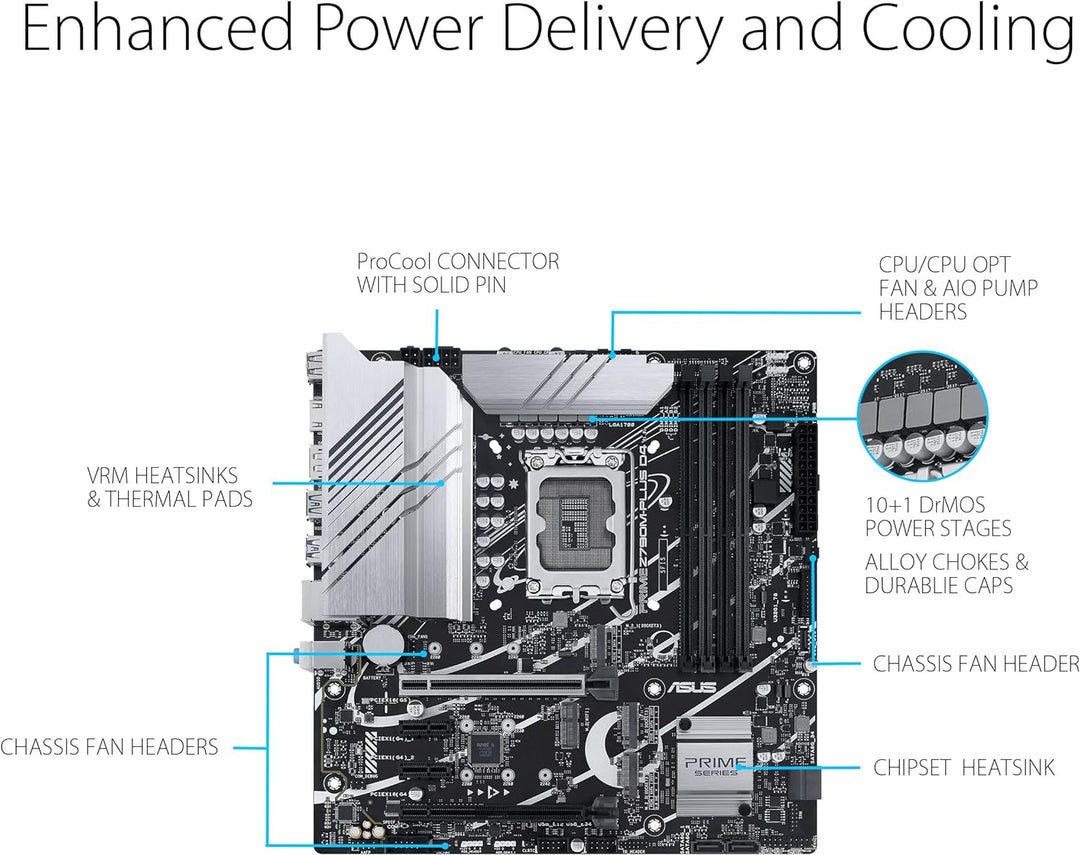 ASUS Prime Z790M-PLUS D4 Gaming Mainboard Sockel Intel LGA1700 (micro ATX, PCIe 5.0, DDR4 Speicher, 