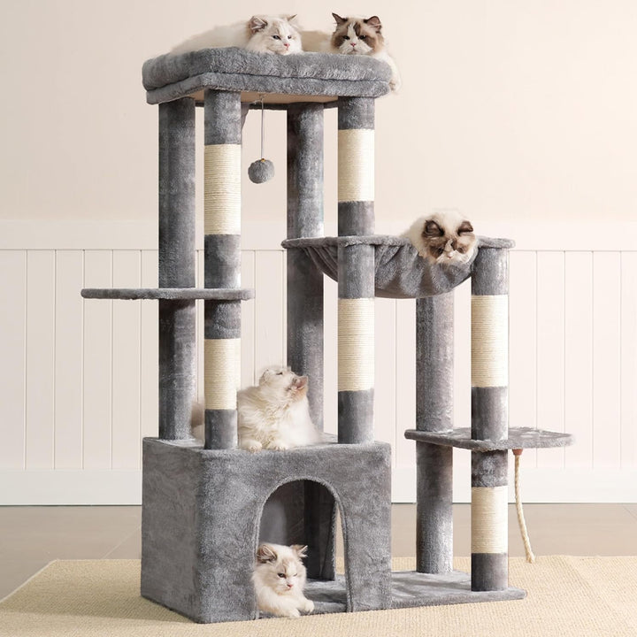 Heybly Kratzbaum 120cm - Grosser Katzenbaum mit XL-Basis, für grosse Katzen & Mehrkatzenhaushalte, G