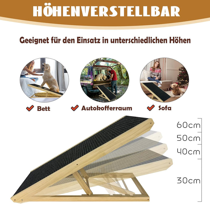 Froadp 100x40x60cm Klappbare Treppen für Hunde aus Filz &amp; Kiefernholz Hunderampe Faltbare Hundetrepp