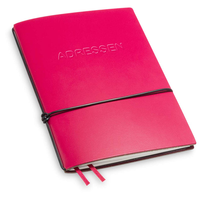 A7 und 7 mm dünn! Revolutionäres, kleines X17- Adressbuch ! Recyceltes Leder, magenta; Innen: 1 Adre