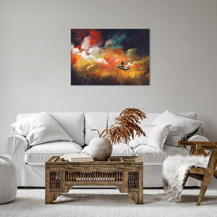 Bilder auf Leinwand Abstraktion Boot Leinwandbild mit Rahmen 70x50cm Wandbilder Dekoration Wohnzimme