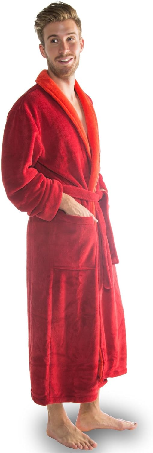CelinaTex Nevada Bademantel Damen Herren L bordeaux korall rot Mikrofaser Saunamantel Coral Fleece M