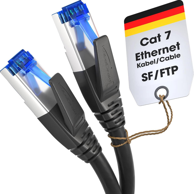 KabelDirekt – Cat 7 Netzwerkkabel, bruchfest konstruiert – 10 m – 10 Gigabit Lan Kabel & Ethernet Ka