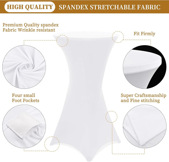 Showgeous 10er-Set Stretch Stehtisch Husse für Bistrotisch Ø 60-65 cm,Hussen Stehtische Weiss 60 cm,