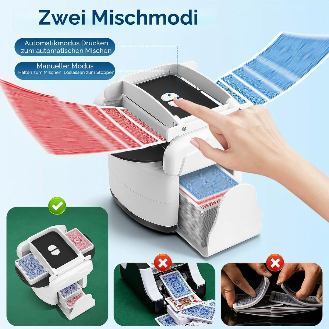 Kartenmischmaschine, Automatischer Kartenmischer für 1–4 Decks, Elektrische Mischmaschine Karten mit
