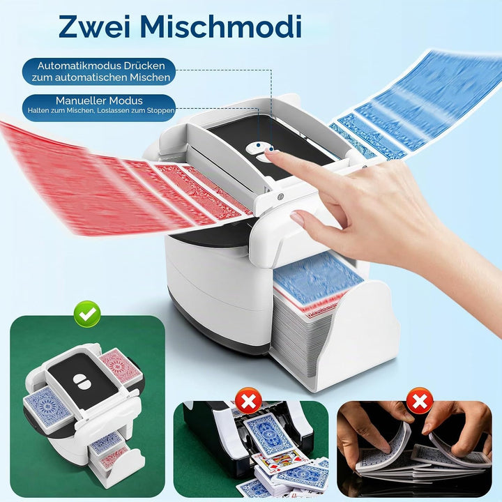 Kartenmischmaschine, Automatischer Kartenmischer für 1–4 Decks, Elektrische Mischmaschine Karten mit