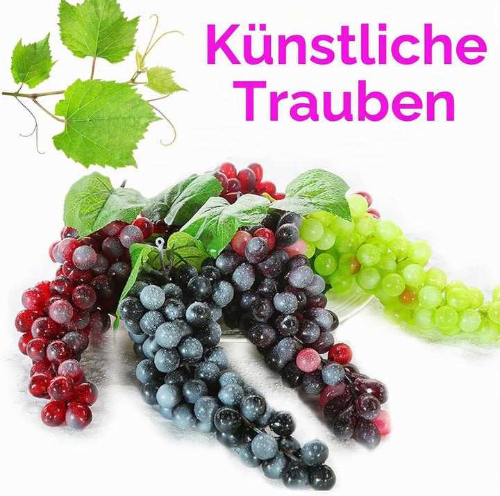 Molyorch 9 Stück Deko Kunststoff Weintrauben, Lebensechte Traube Deko, Künstliches Obst Gemüse Dekor