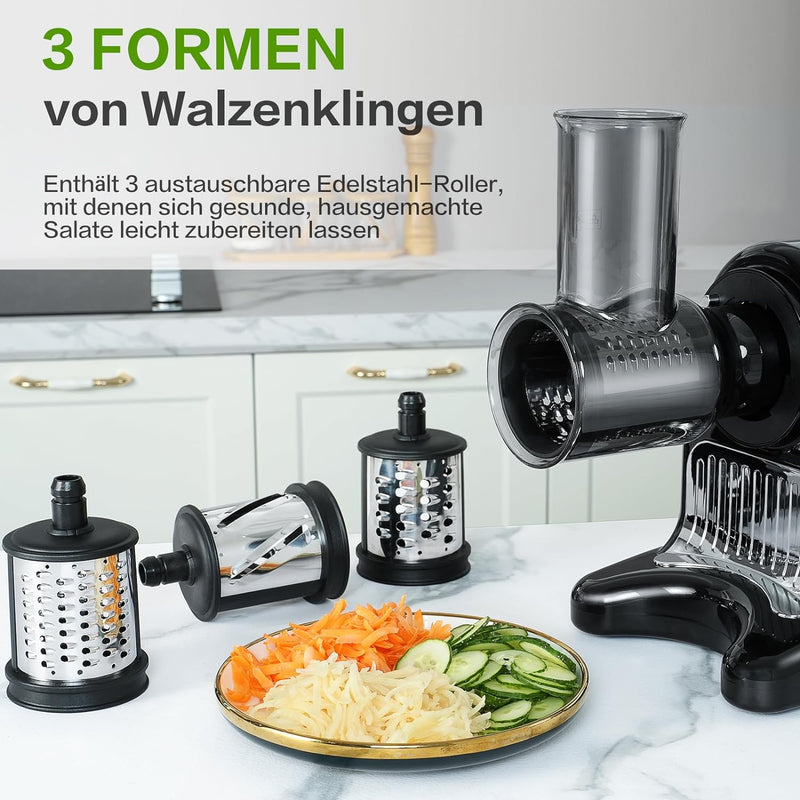 AMZCHEF 4-IN-1 - Entsafter/Gemüseschneider/Fleischwolf/Wurstmacher - Slow Juicer mit 80MM Öffnung fü