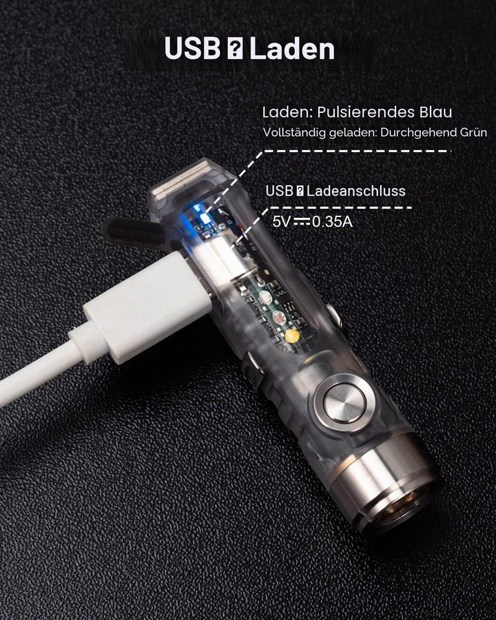 RovyVon A8 G4 wiederaufladbare USB C Taschenlampe, 650 Lumen 6500K superhelle kleine EDC Schlüsselan