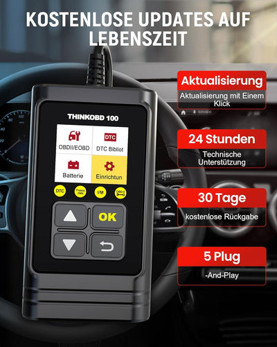 OBD2 Diagnosegerät, Thinkcar THINKOBD 100 Diagnosegerät Auto, Verbesserter Universal USB OBD-ii Diag