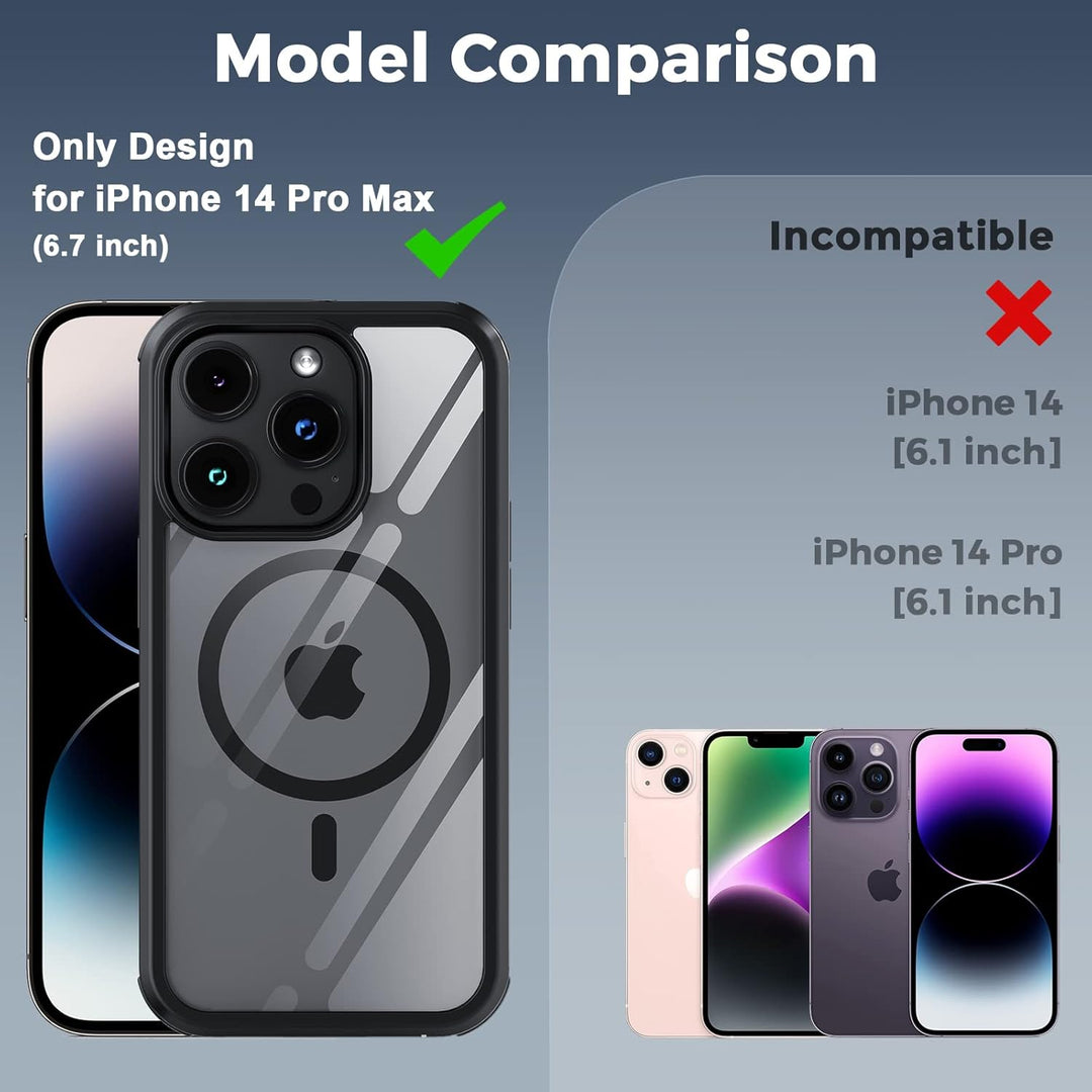 Holidi iPhone 14 Pro Max Hülle für Magsafe, 360 Grad Hülle, Handyhülle Schutzhülle mit Eingebautem 9