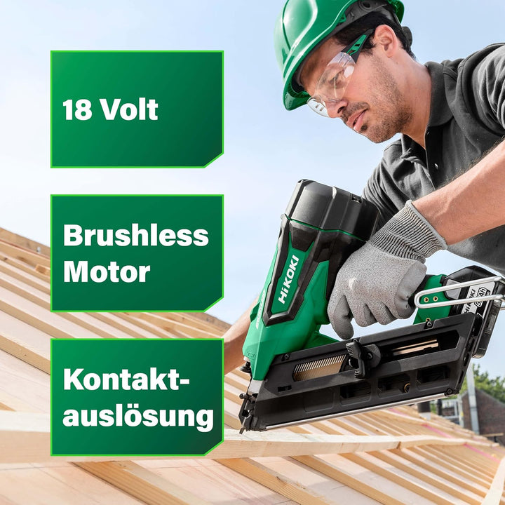 HiKOKI Akku Streifen Nagler 34° NR1890DBCL (18V, Li-Ion, Brushless, 120J, Schutzbrille, Air-Spring-D
