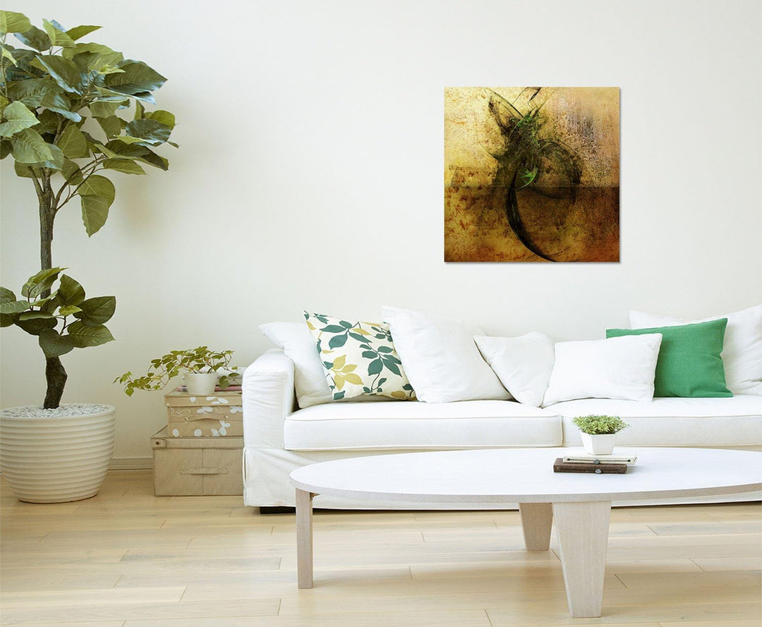 Paul Sinus Art Grenzen ohne Sieger - Abstrakt463_60x60cm Kunstdruck Leinwandbild Braun Schwarz gün X