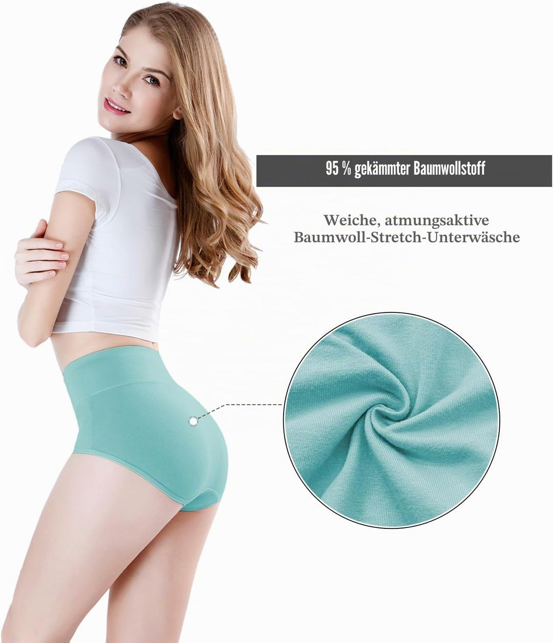 wirarpa Unterhosen Damen Baumwolle Frauen Unterwäsche Hohe Taille Slips Hoher Taillenslip 4er Pack M