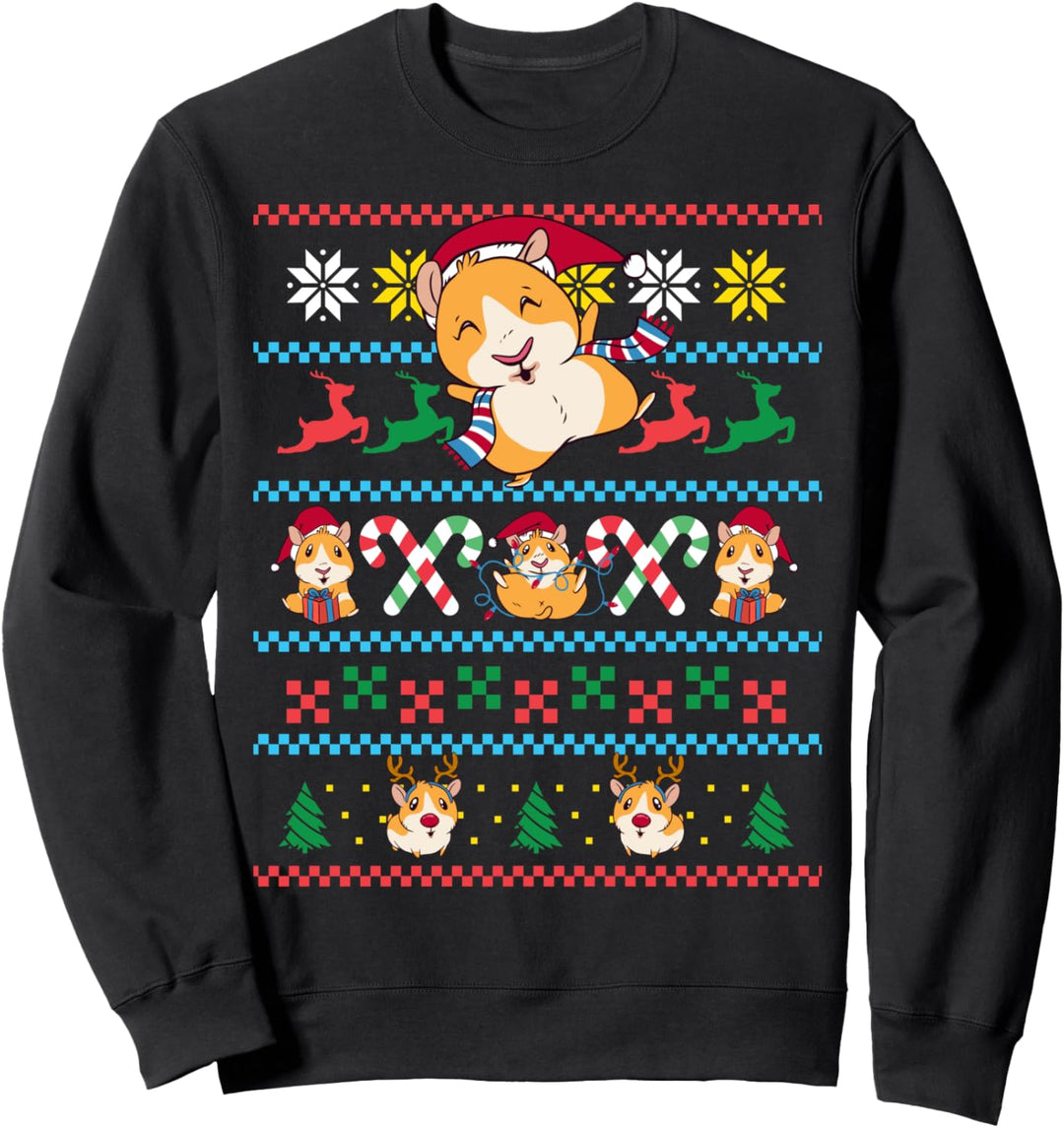 Meerschweinchen Weihnachtsmann hässlicher Weihnachtspullover Lustig Niedlich Sweatshirt