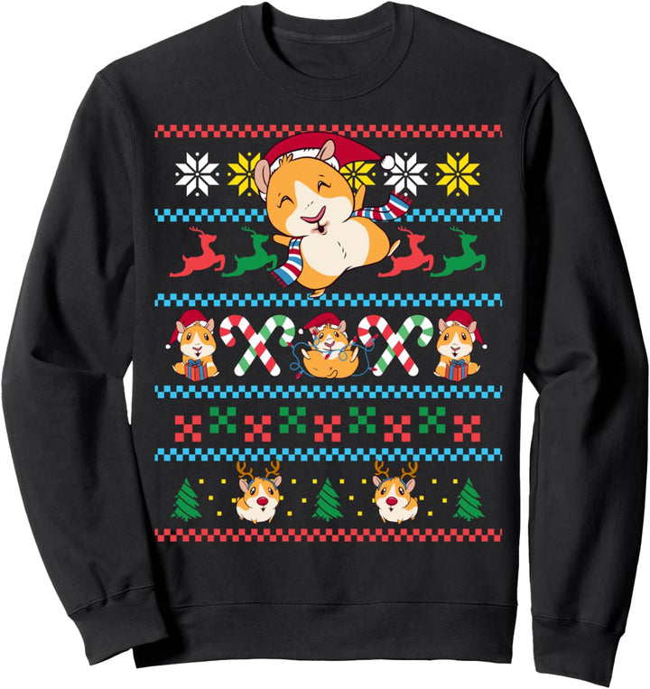 Meerschweinchen Weihnachtsmann hässlicher Weihnachtspullover Lustig Niedlich Sweatshirt