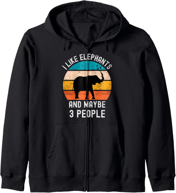 Ich mag Elefanten und vielleicht 3 Personen Vintage Elephant Kapuzenjacke