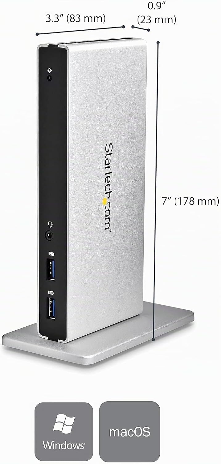 StarTech.com Dual Monitor Dockingstation mit USB 3.0 auf DVI-I &amp; DVI-D und Adaptern für VGA &amp; HDMI,