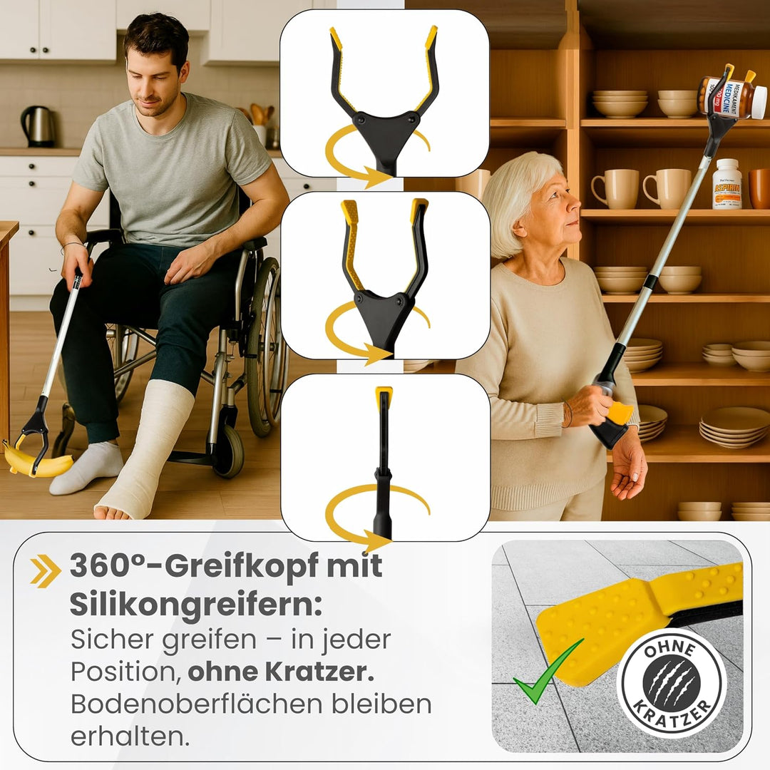 [75-111cm] Greifzange für Senioren, Greifer mit Aluminium Teleskop Stange für individuelle Einstellu