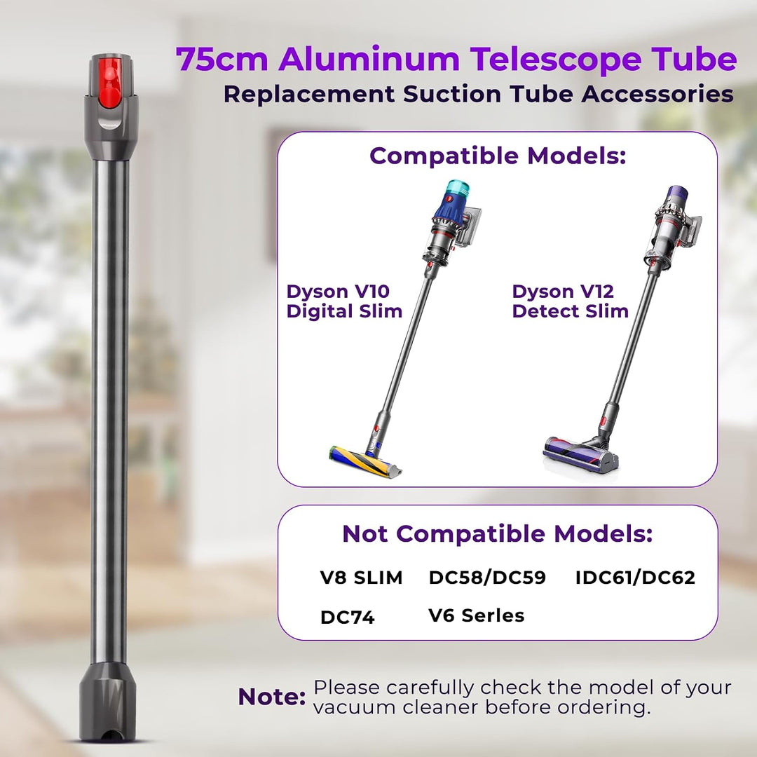 Verlängerungsrohr Kompatibel mit Dyson V12 Detect Slim / V10 Digital Slim, 74 cm Saugrohr aus Alumin