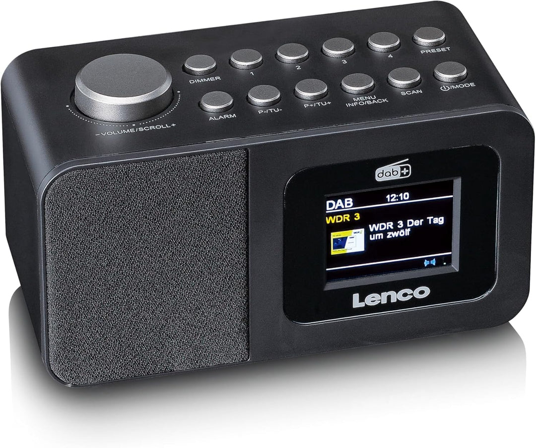 Lenco CR-625BK Radiowecker mit DAB+/FM, 2,4" Farbdisplay dimmbar, Doppelalarm, Sleeptimer, Schlummer