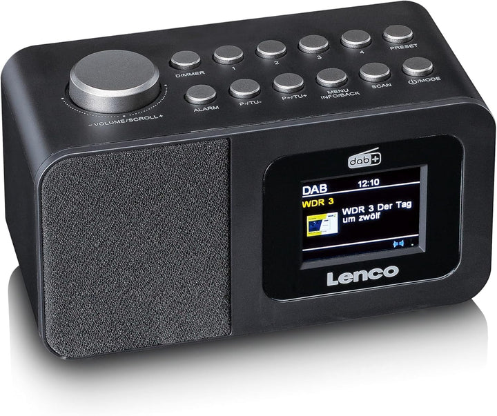 Lenco CR-625BK Radiowecker mit DAB+/FM, 2,4" Farbdisplay dimmbar, Doppelalarm, Sleeptimer, Schlummer