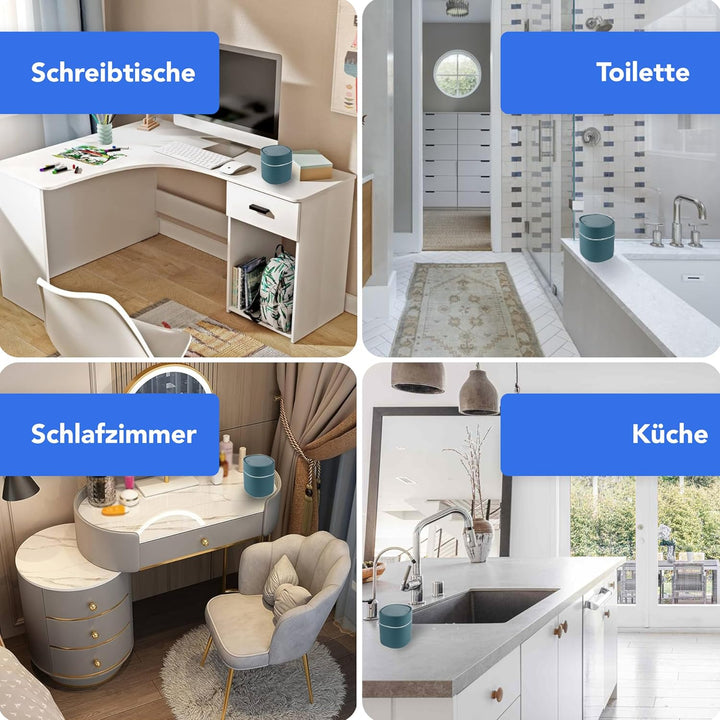 Bamodi Mini Mülleimer mit Deckel für den Schreibtisch - Perfekt für kleine Räume wie Bürotisch, Auto