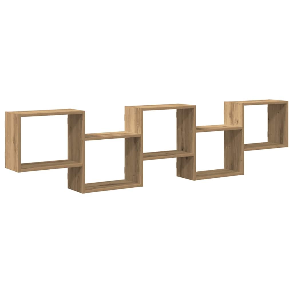 vidaXL Würfelregal 5 Fächer Artisan-Eiche Holzwerkstoff, Regal, Wandregal, Würfelregal Wandmontage,