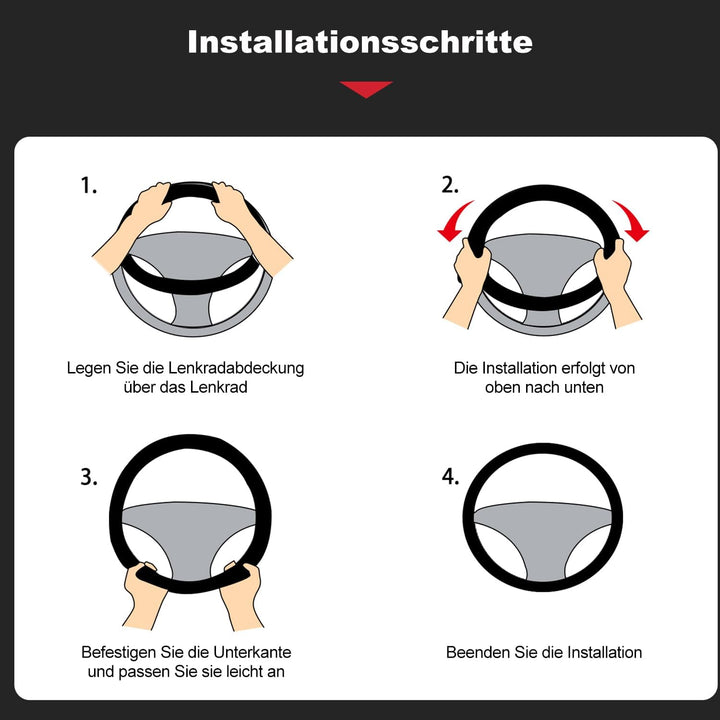 Ergocar Auto Lenkradbezug Rutschfester Auto Lenkradschutz D-Form Kohlefaser & PU Leder für Durchmess