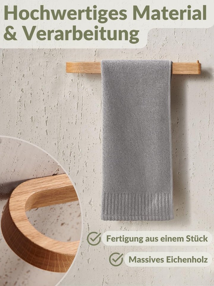 DEKAZIA® Handtuchhalter Holz Wand | Handtuchhalter ohne Bohren Holz | Handtuchstange aus nachhaltige