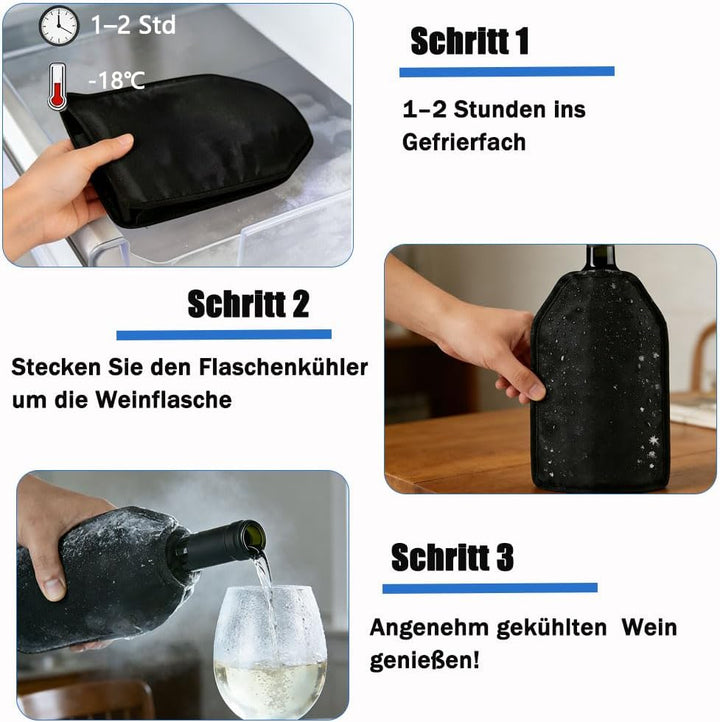 2er Set Weinkühler Manschette mit Gel - Universeller Kühlmanschette für Wein, Sekt, Champagner & Fla