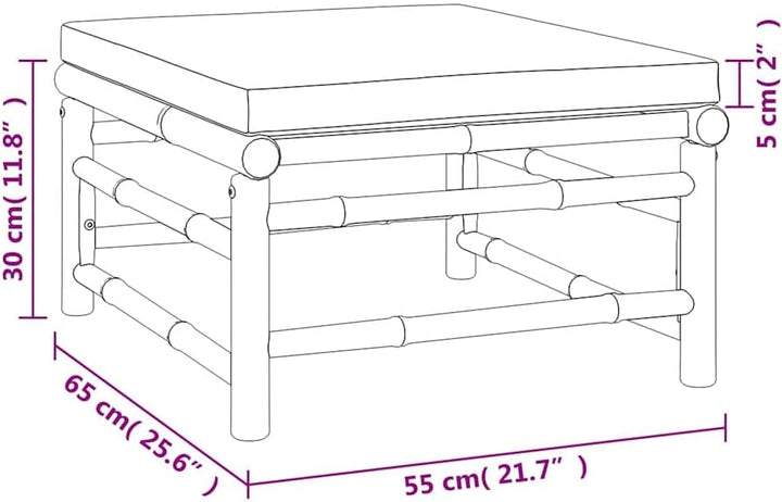 vidaXL Gartenhocker mit Taupe Kissen Bambus Fusshocker Taupe, Fusshocker Taupe