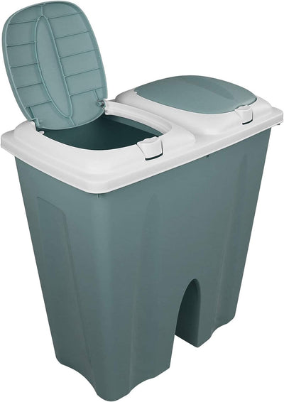 TW24 Mülleimer Duo 2x25L Pastell mit Deckel und Farbwahl Kunststoff Abfalleimer Müllsammler Abfallbe