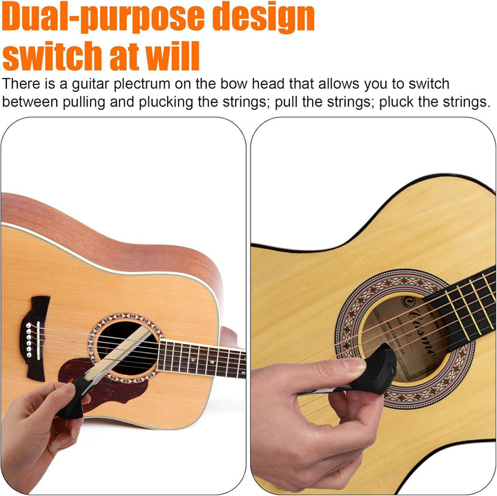 Gitarrenbogen-Set, 2-in-1 Rosshaar-Aluminium-Legierung Gitarrenbogen mit Kolophonium Schleifpapier T