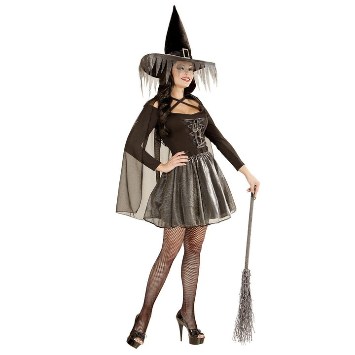 Widmann - Kostüm Hexe, Oberteil, Rock, Umhang und Hut, Halloween, Mottoparty, Karneval, M