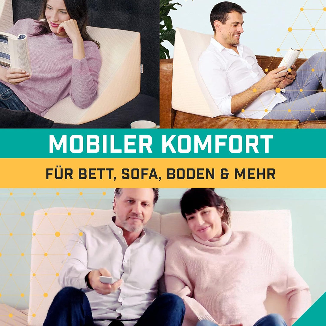 Purovi Keilkissen für Bett und Couch – Ideal als Lesekissen, Rückenlehne im Bett oder zum Füsse hoch