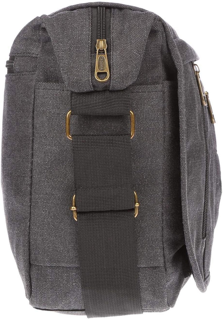Christian Wippermann grosse XL Herren Damen Tasche Umhängetasche Canvas Messenger Bag Schwarz, Schwa