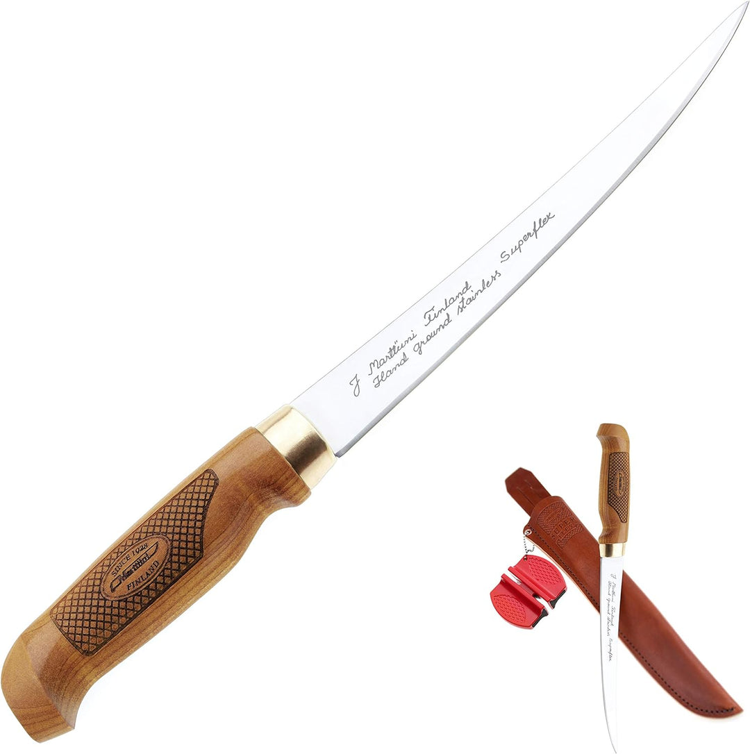 Marttiini Classic Superflex Filetier-Messer 30,6cm + Geschenkverpackung + RTX Messer-Schärfer/Fillet