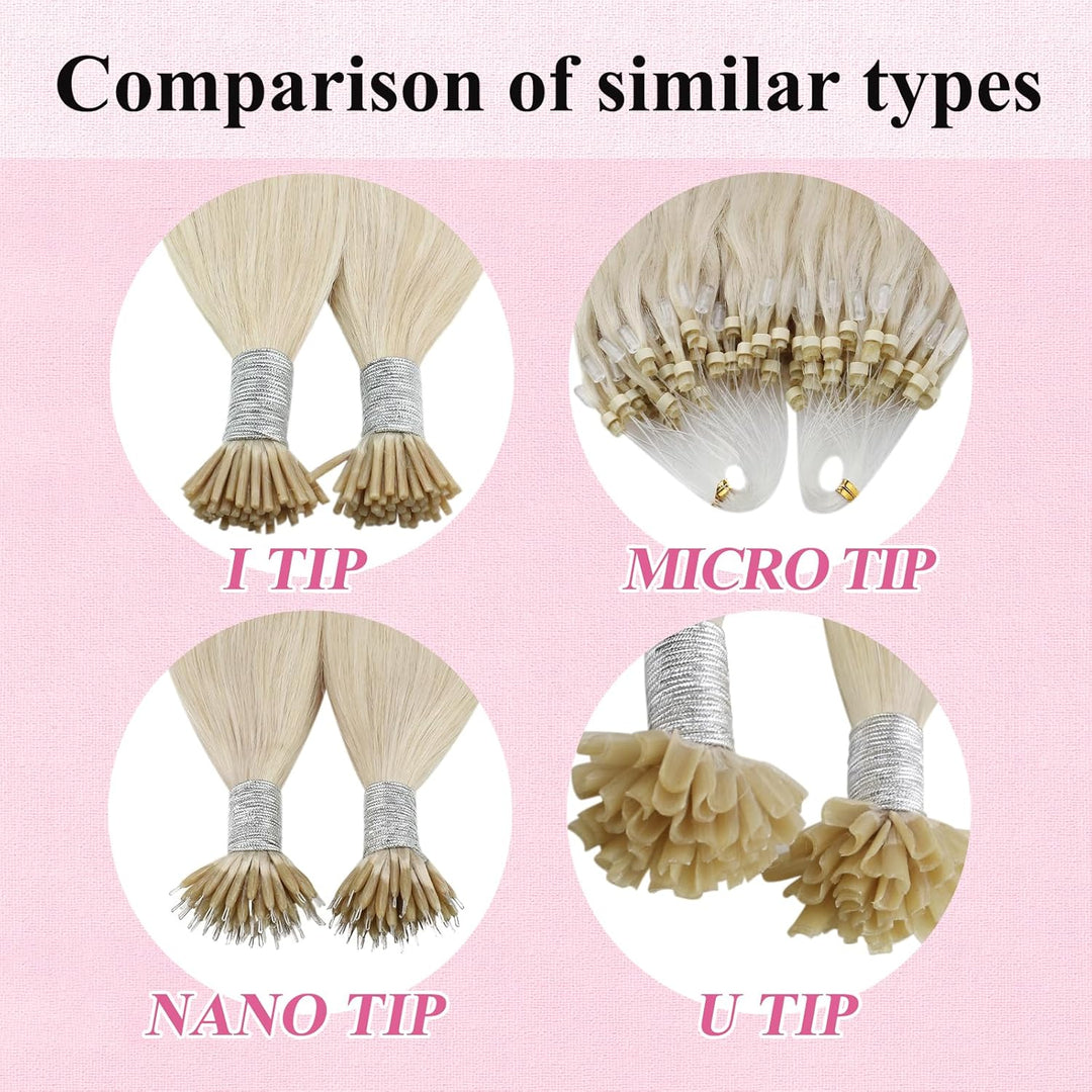 YoungSee Microring Extensions Echthaar Platinblond Microring Extensions Blond 45cm Micro Loop Hair E