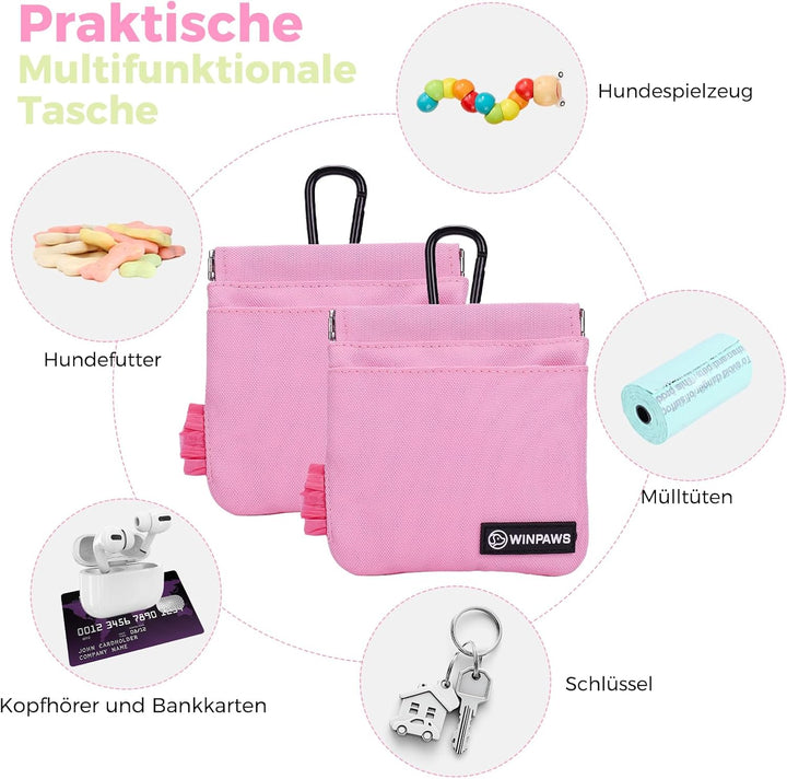Leckerlitasche für Hunde mit Trainingsklicker, Futterbeutel Hund mit Kotbeutelspender für Hundetrain