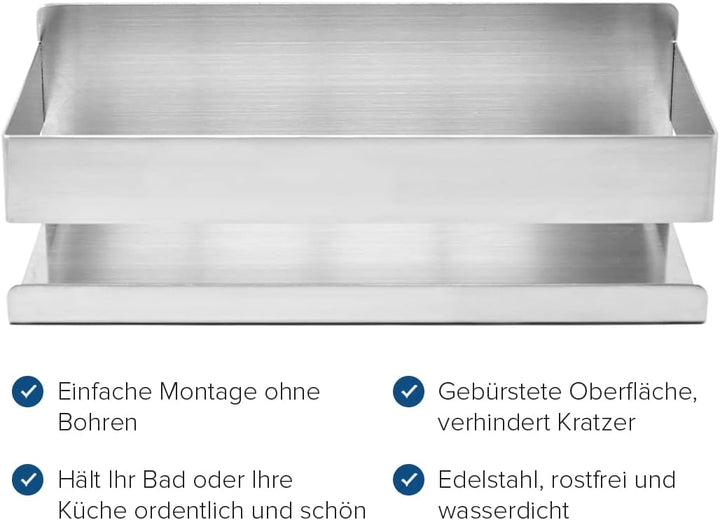 Joejis Duschablage Edelstahl - 3M Selbstklebend Ohne Bohren - Duschregal Bad - Ablage Dusche Halteru