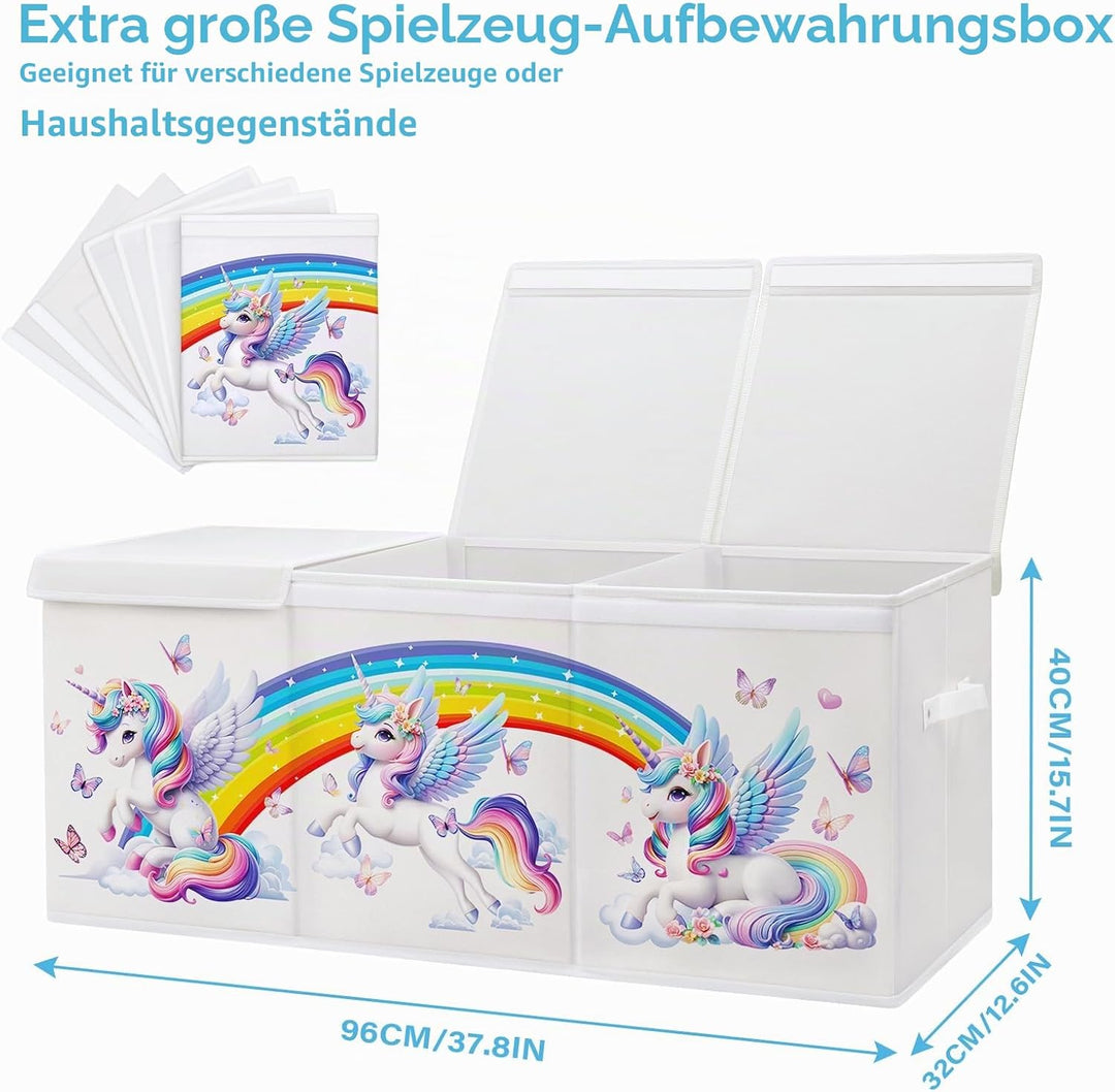 Extra Gross Aufbewahrungsbox mit Deckel Kinder, Zusammenklappbare Oxford-Spielzeugkiste mit Griff fü
