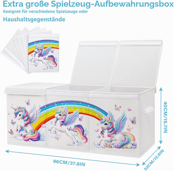 Extra Gross Aufbewahrungsbox mit Deckel Kinder, Zusammenklappbare Oxford-Spielzeugkiste mit Griff fü