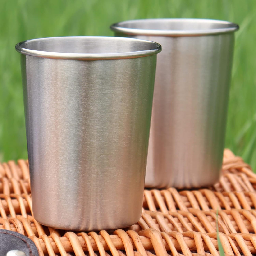 Robin Goods® 6x Edelstahl-Trinkbecher - Hochwertiger Becher aus Edelstahl - Campingbecher 250 ml - R